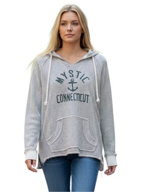 Blue 84 Gray Striped Anchor Hoodie